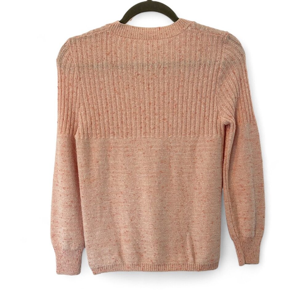 Vintage S Knit Light Pink Ribbed Front Pocket Sweater - Picture 4 of 4